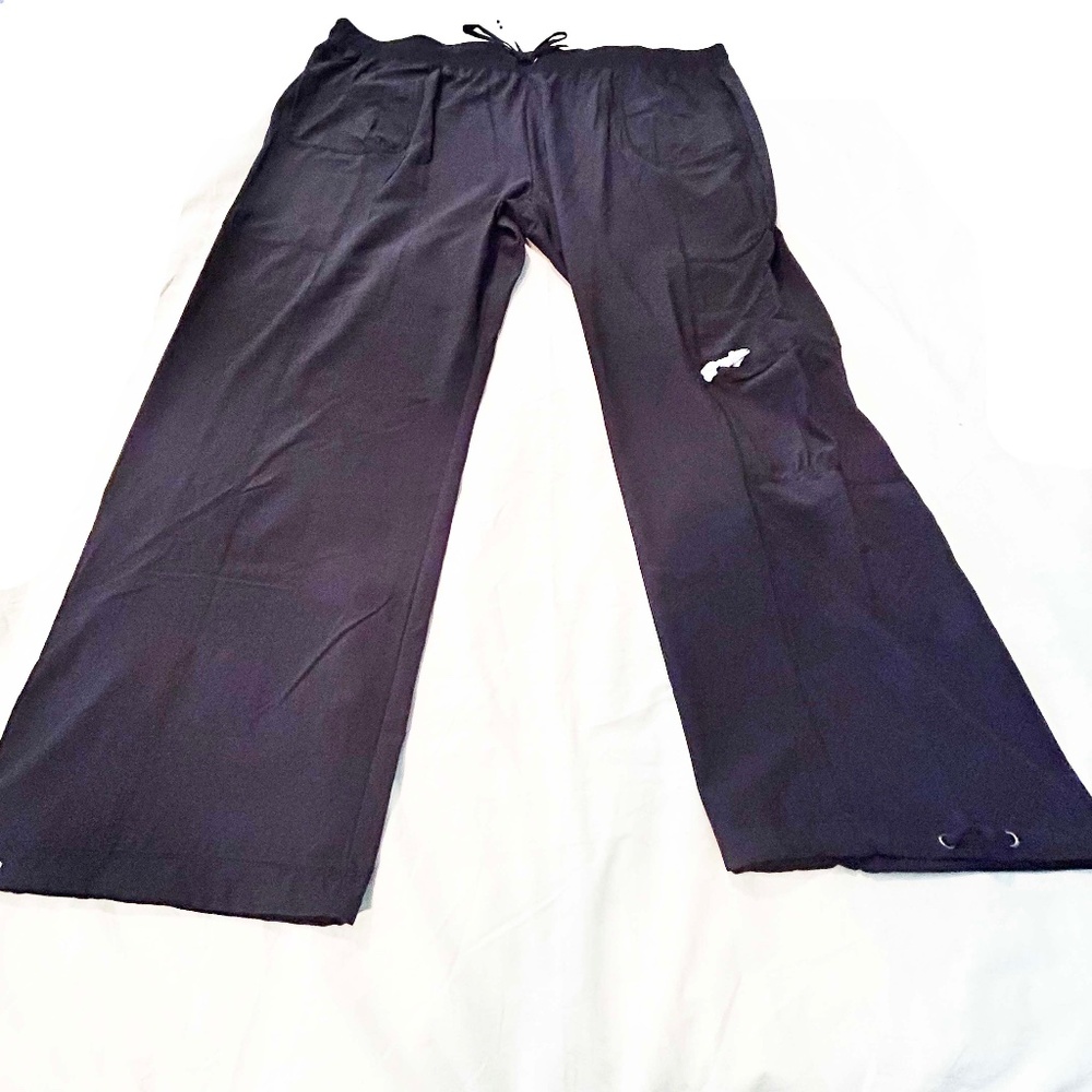 TREKKING PANTS, BLACK, SIZE 4X, DRAWSTRING AT ELASTIC WAIST, ADJUSTABLE PANT